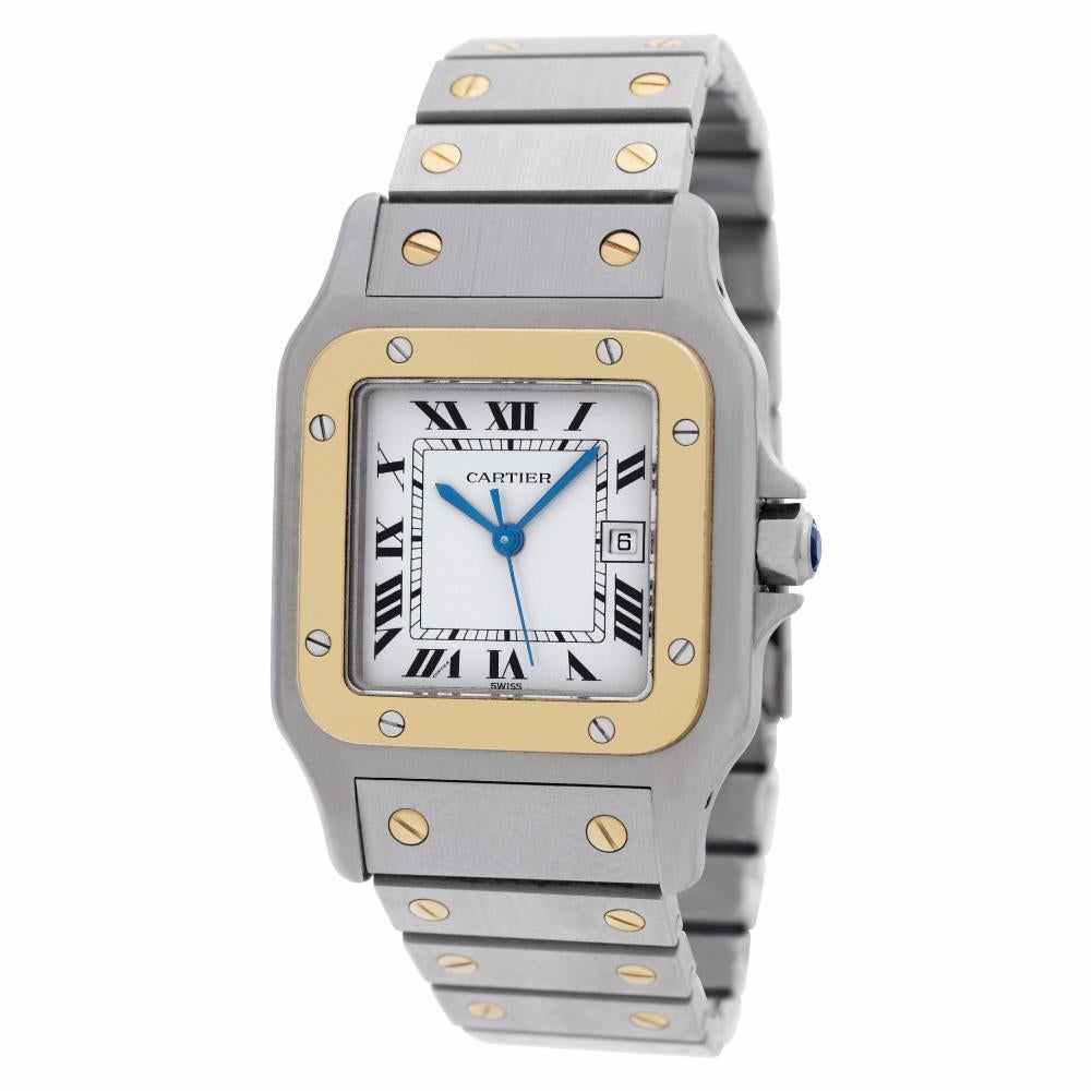 Contemporary Cartier Santos ac 23.80, White Dial, Certified and Warranty