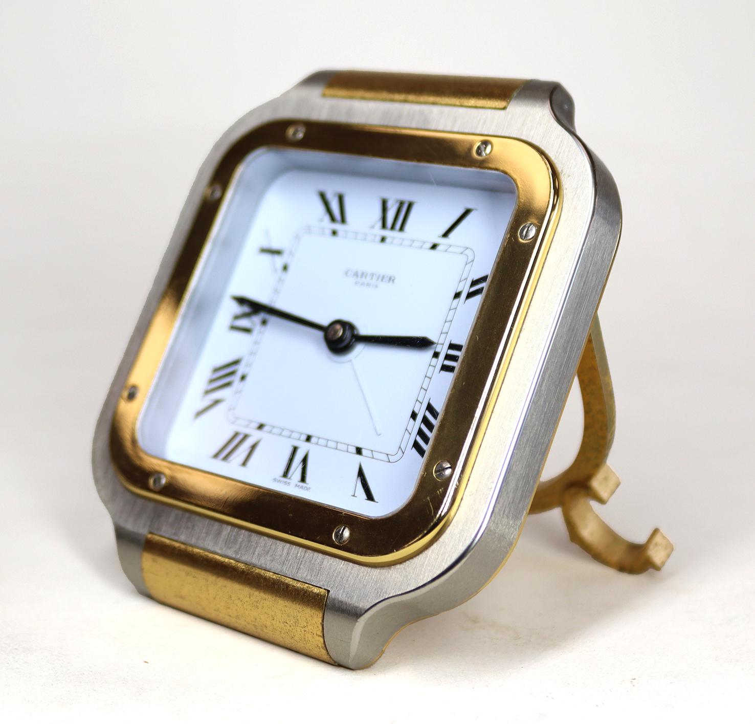 Gilt Cartier Santos Alarm Clock