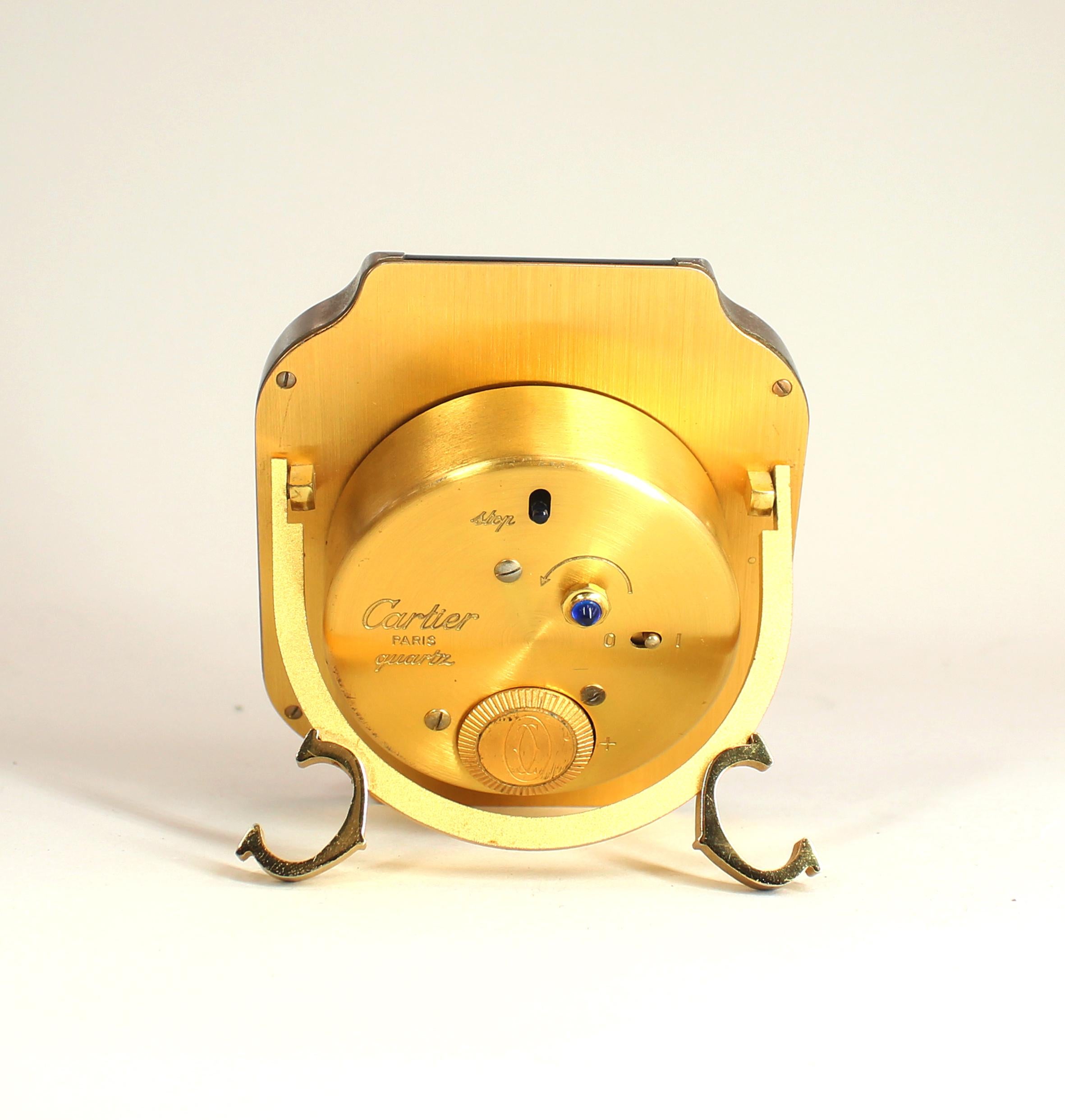 Gilt Cartier Santos Alarm Clock For Sale