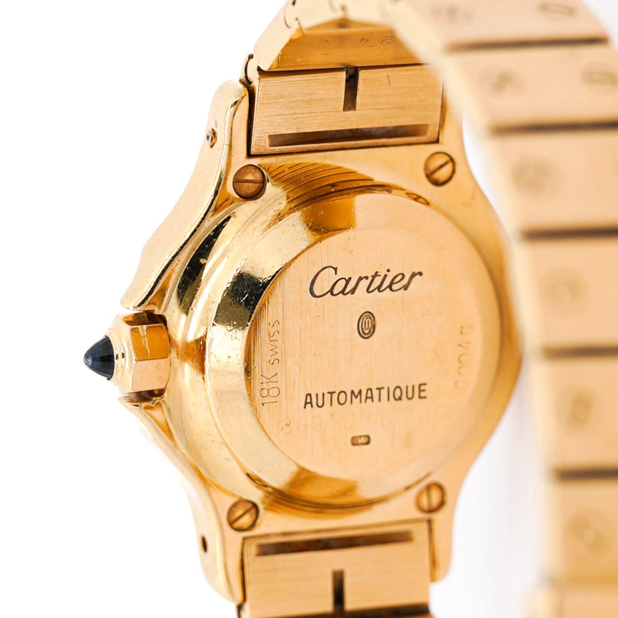 Montre Femme Cartier Santos Automatic Or 18K Cadran 25mm 60045 Bon état - En vente à Miami, FL