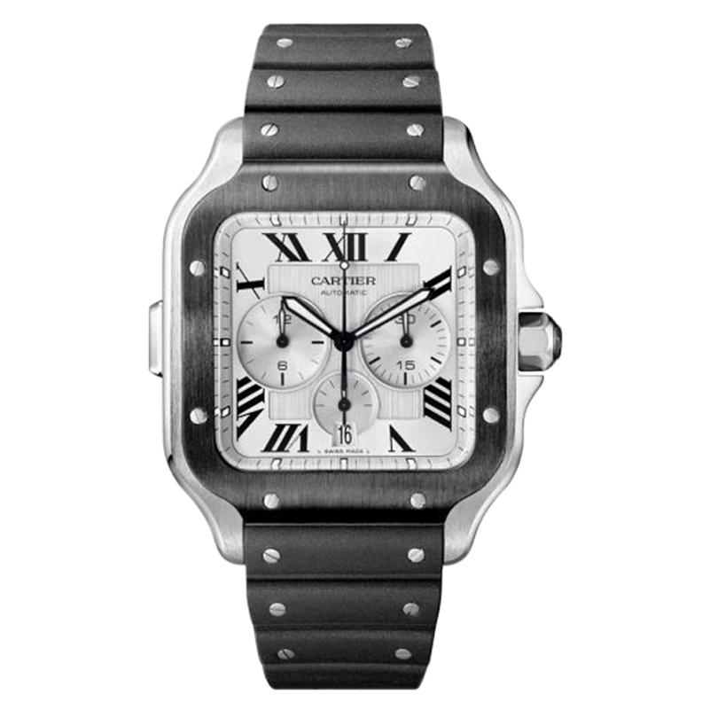 Cartier Santos Automatic Chronograph Large Model Steel Watch WSSA0017