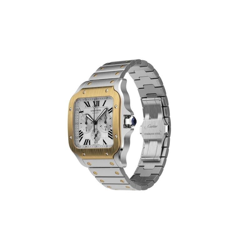 Cartier Santos Automatic Chronograph Yellow Gold & Steel Watch W2SA0008 1