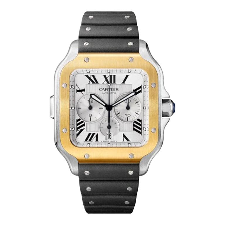 Cartier Santos Automatic Chronograph Yellow Gold & Steel Watch W2SA0008