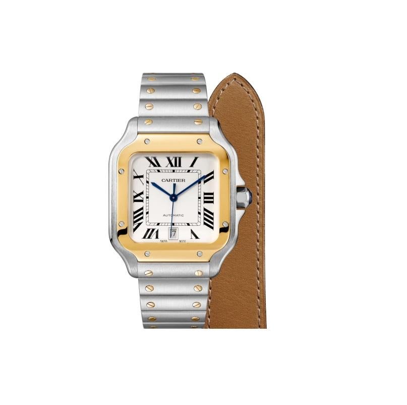 Cartier Santos Automatic Large Model Yellow Gold and Steel Watch W2SA0006 In New Condition In Wilmington, DE