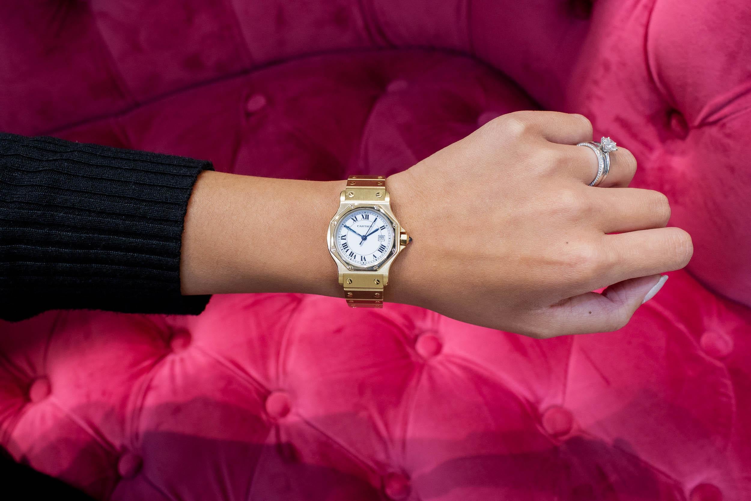 cartier santos octagon on wrist