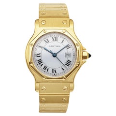 Vintage Cartier Santos Automatique 18k Yellow Gold Wristwatch