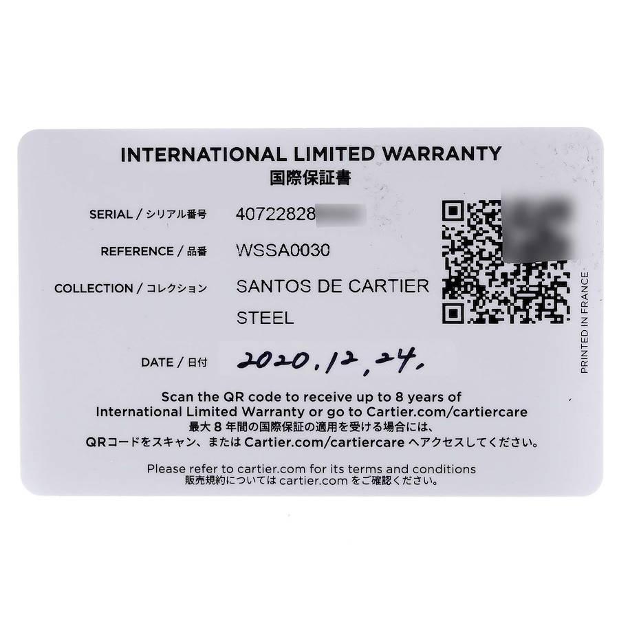 Cartier Santos Blue Dial Stainless Steel Mens Watch WSSA0030 Unworn For Sale 6