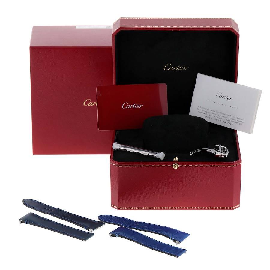 Cartier Santos Blue Dial Stainless Steel Mens Watch WSSA0030 Unworn For Sale 7