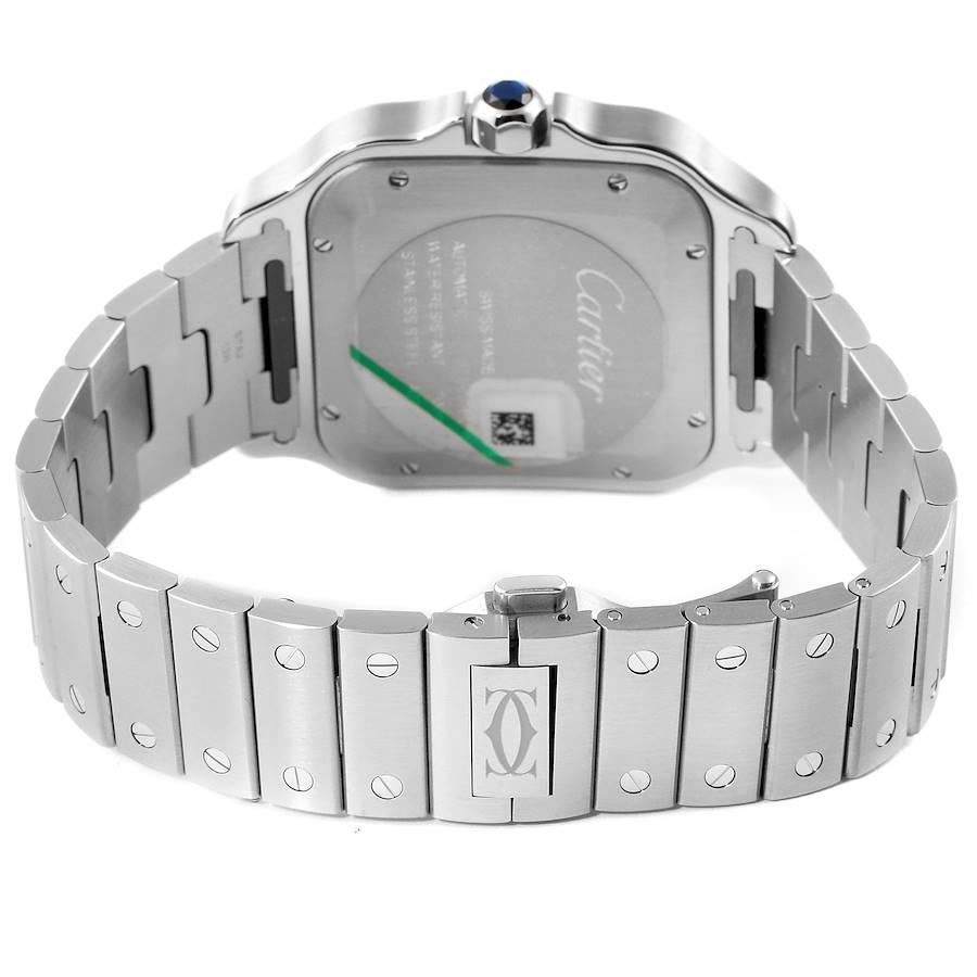 Cartier Santos Blue Dial Stainless Steel Mens Watch WSSA0030 Unworn For Sale 3