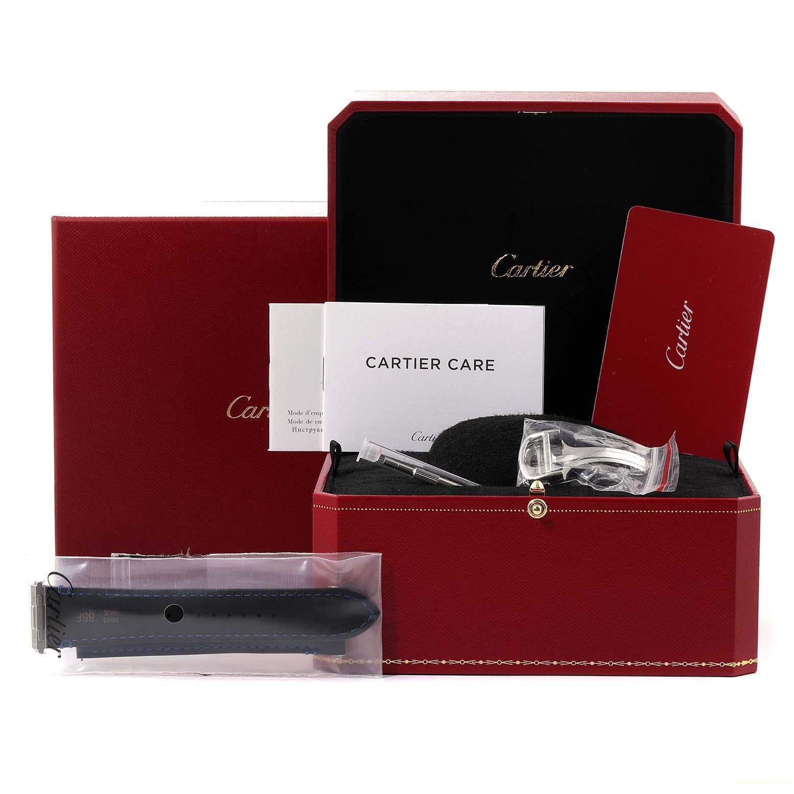 Cartier Santos Blue Dial Steel Mens Watch WSSA0030 Box Card 6