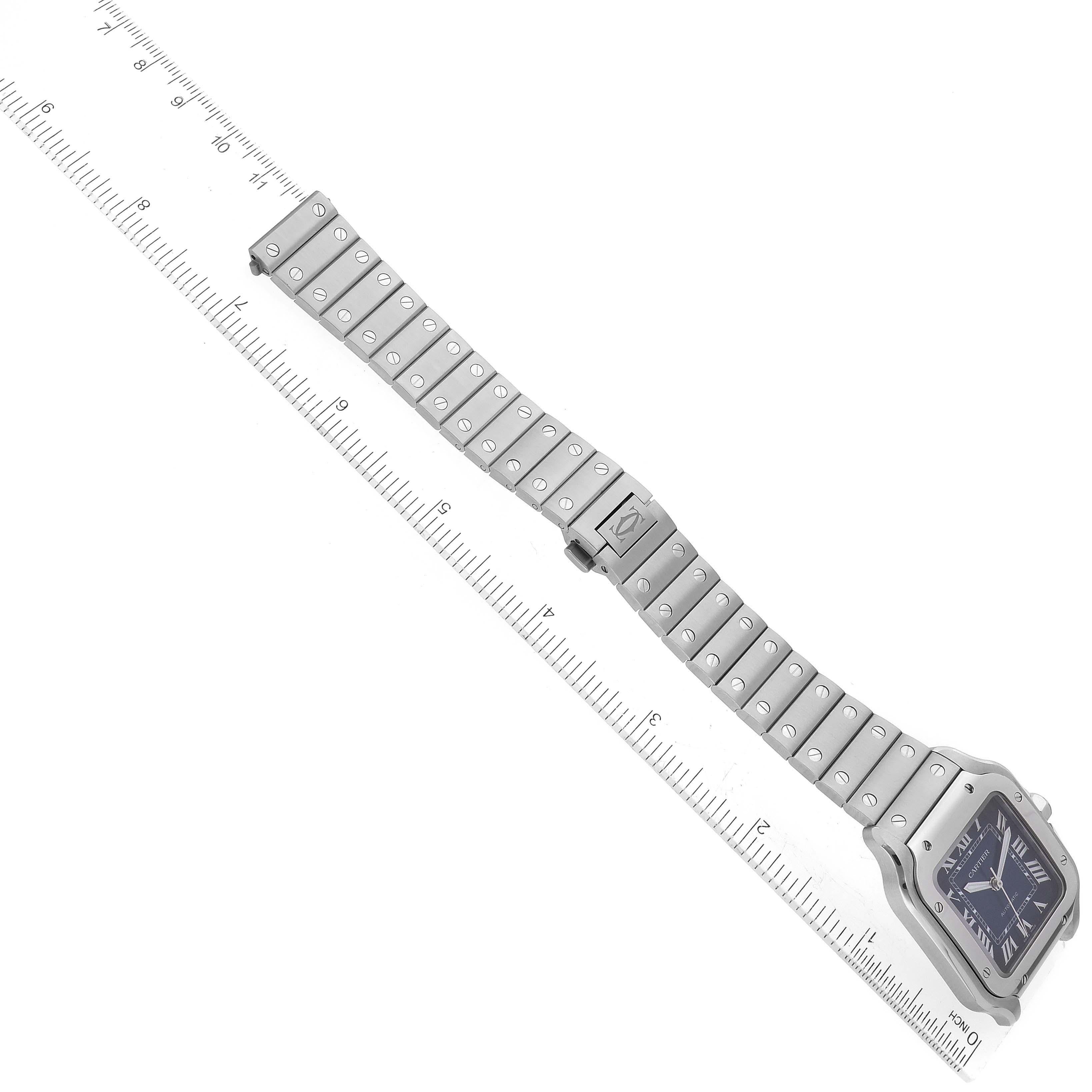 Cartier Santos Stahl-Herrenuhr WSSA0063 mit blauem Zifferblatt und Karton aus Stahl 6