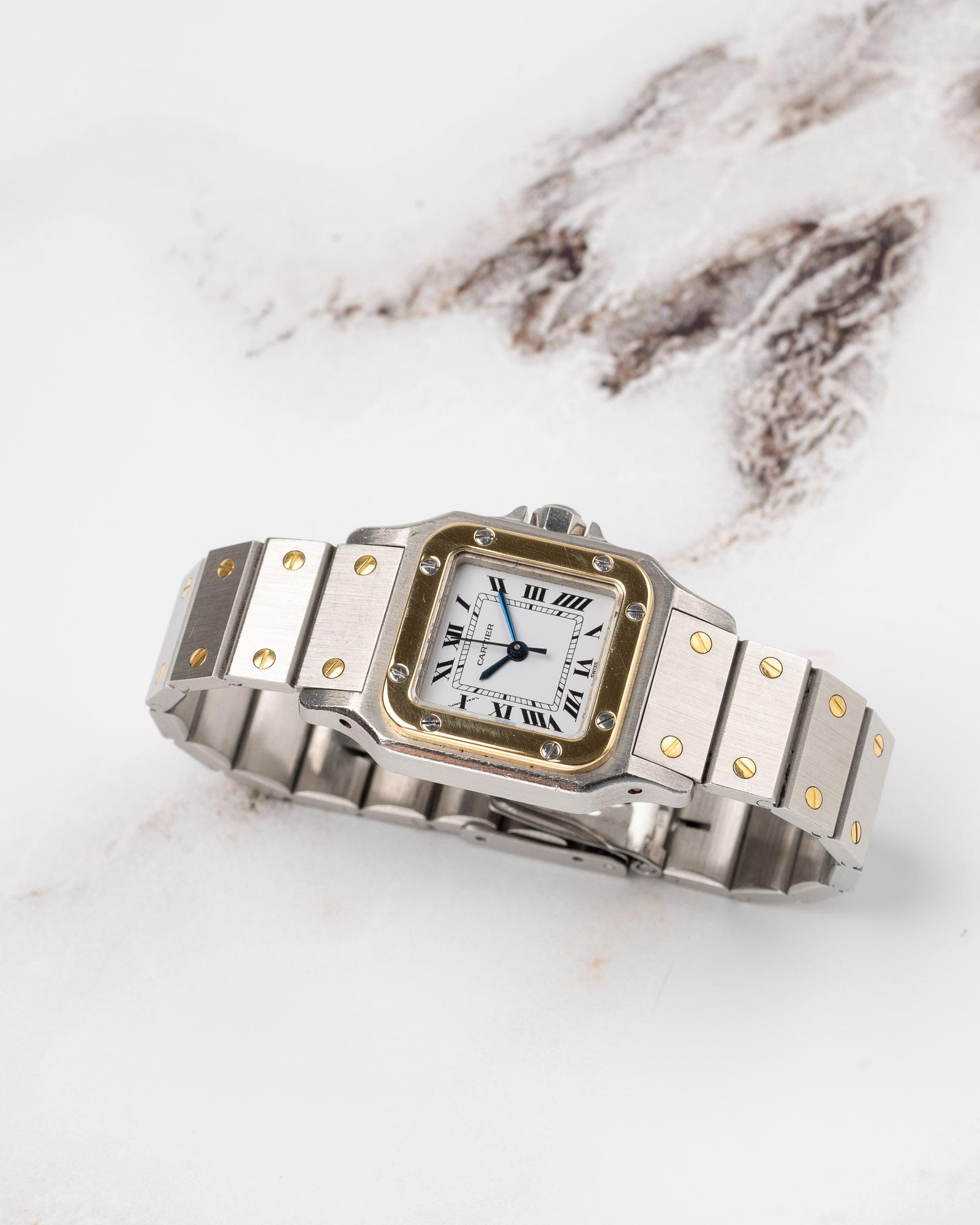 Cartier Santos Carree 0902 SM 24mm Ladies YG/SS 1980s Bon état - En vente à SYDNEY, AU