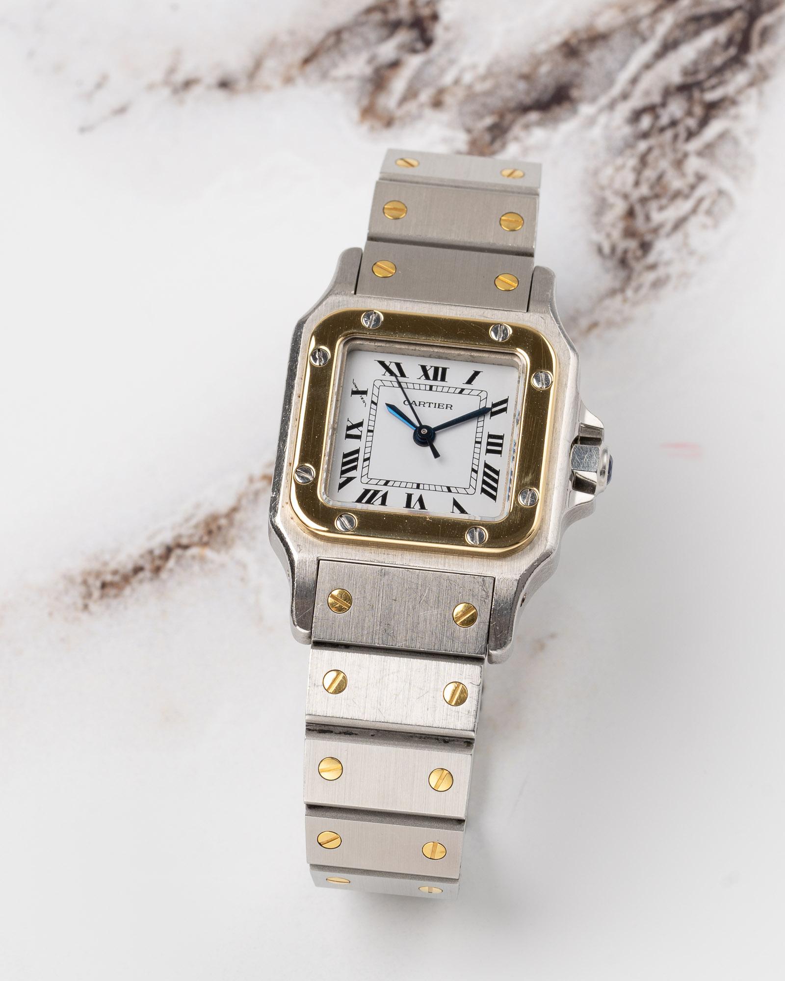 Cartier Santos Carree 0902 SM 24mm Ladies YG/SS 1980s Pour femmes en vente