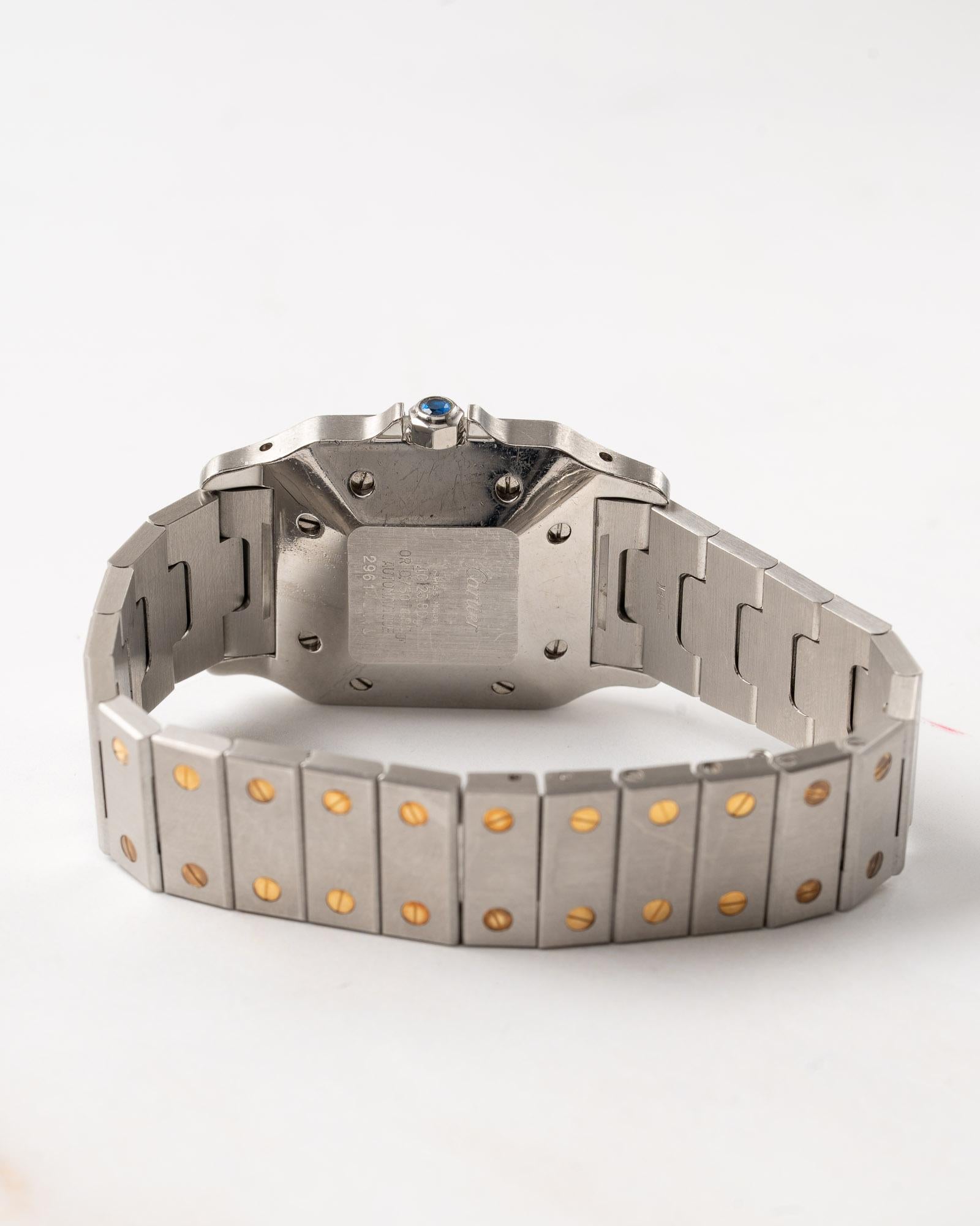 Cartier Santos Carree 2961 LM Weißes Zifferblatt YG/SS 1980er Jahre im Angebot 6