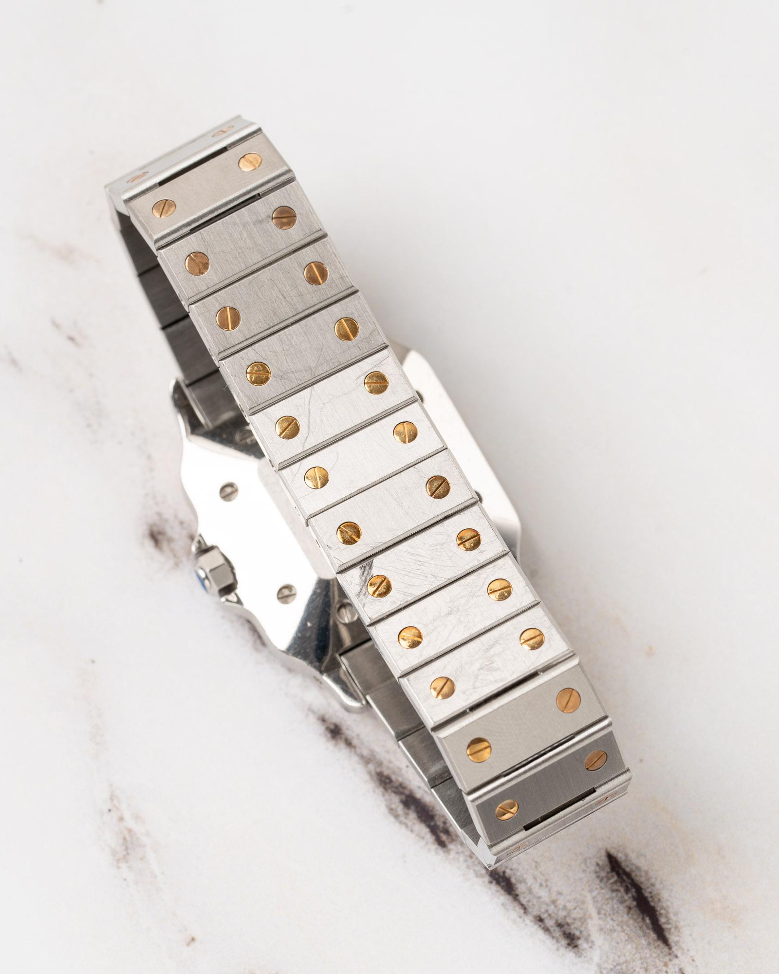 Cartier Santos Carree 2961 LM Weißes Zifferblatt YG/SS 1980er Jahre im Angebot 5