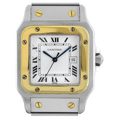 Cartier Santos Carree Date 2961 Large LM GM Automatic 18k Gold Steel Galbee