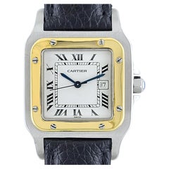 Cartier Santos Carree Date 2961 Large LM GM Automatic 18k Gold Steel Galbee