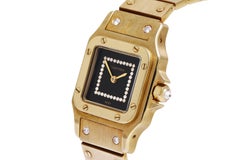 ​Cartier - Santos Carrée Lady, Automatique, Full 18K Yellow Gold Watch, diamonds