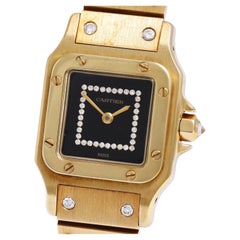 ​Cartier - Santos Carrée Lady, Automatique, Full 18K Yellow Gold Watch, diamonds