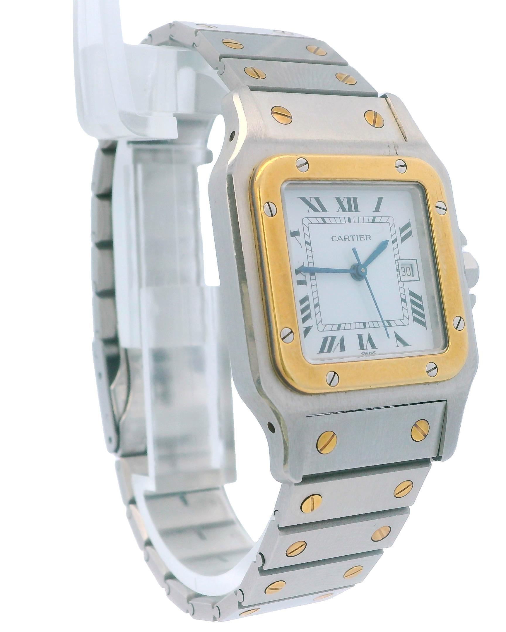 Cartier Santos Carrée Two-Tone Watch Box & Papers In Good Condition In Great Neck Plaza, NY