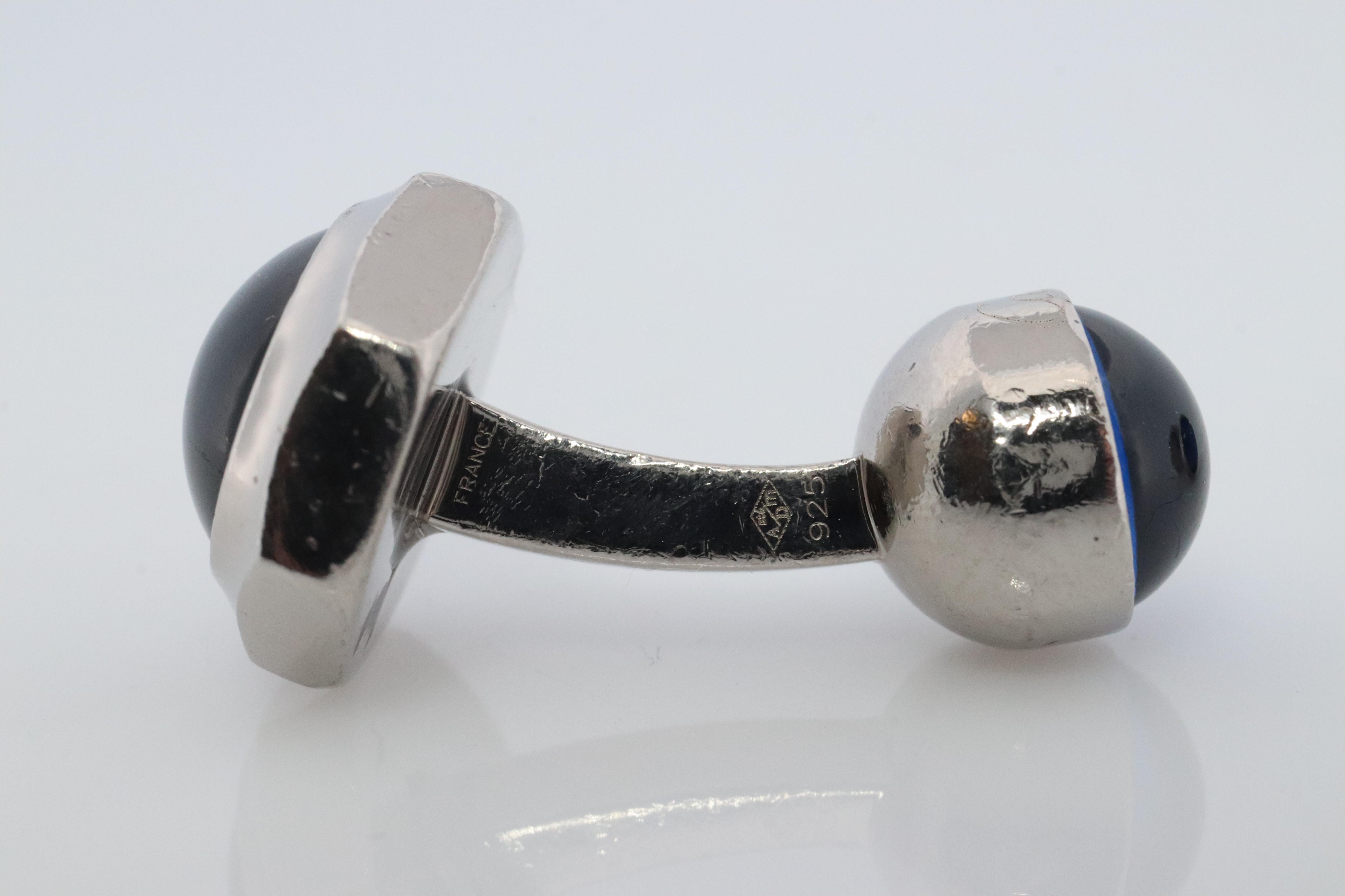 Gemelos Cartier Santos Plata de ley 925 Cabujón de zafiro Gemelos Cartier en Bueno Estado en Port Charlotte, FL