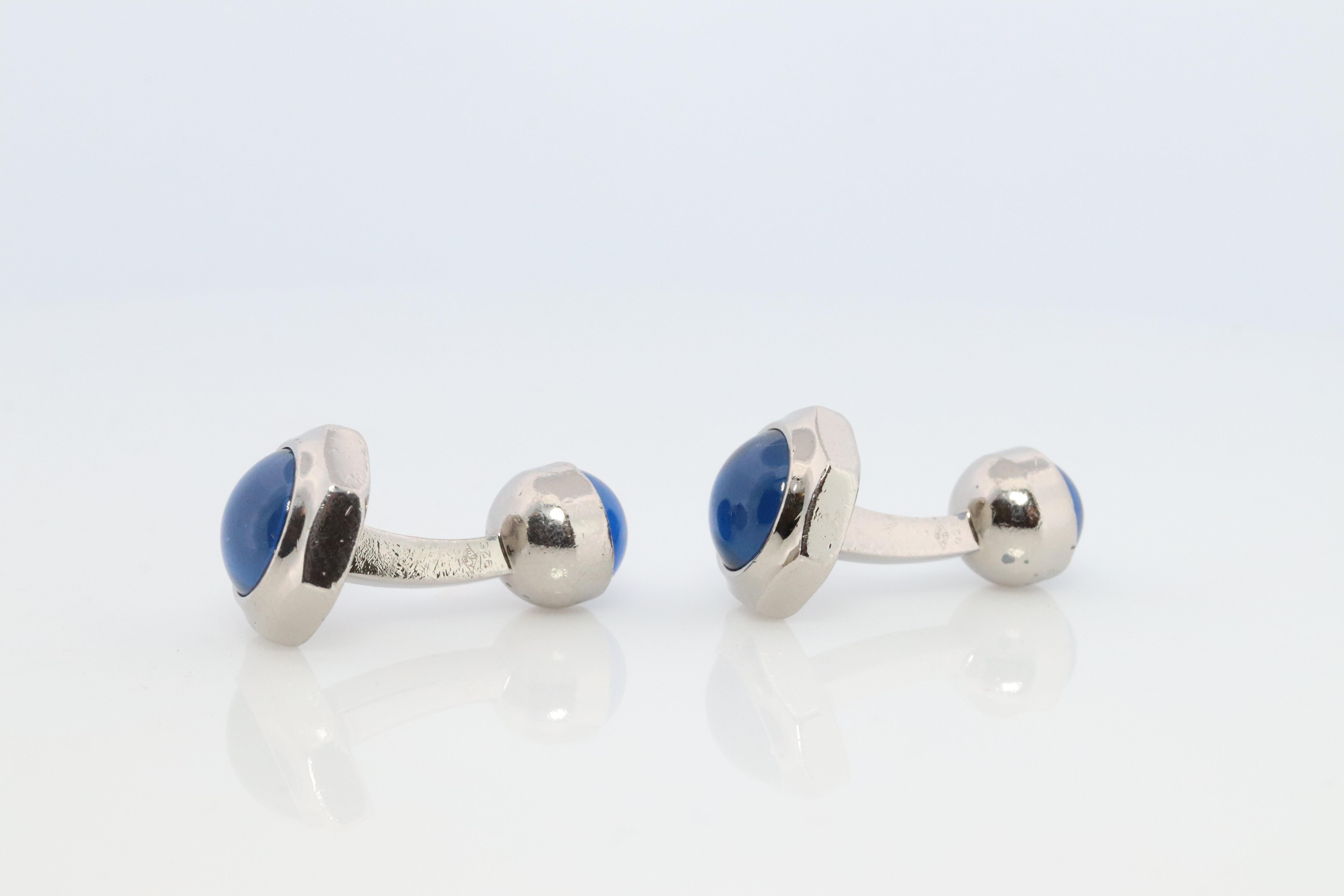 Gemelos Cartier Santos Plata de ley 925 Cabujón de zafiro Gemelos Cartier 1
