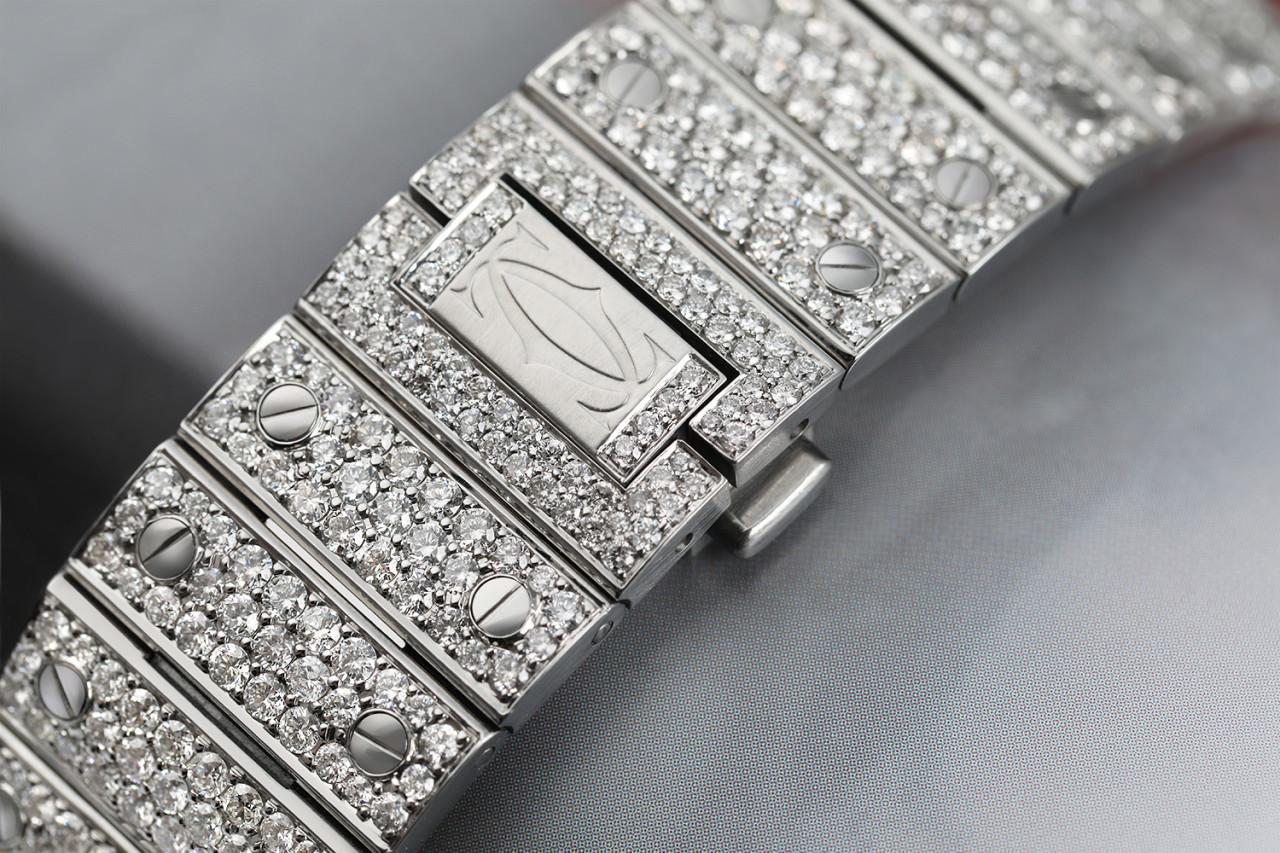 Santos Edelstahl- und Roségold-Uhr WSSA0018, maßgefertigt mit Diamanten  im Zustand „Neu“ im Angebot in New York, NY