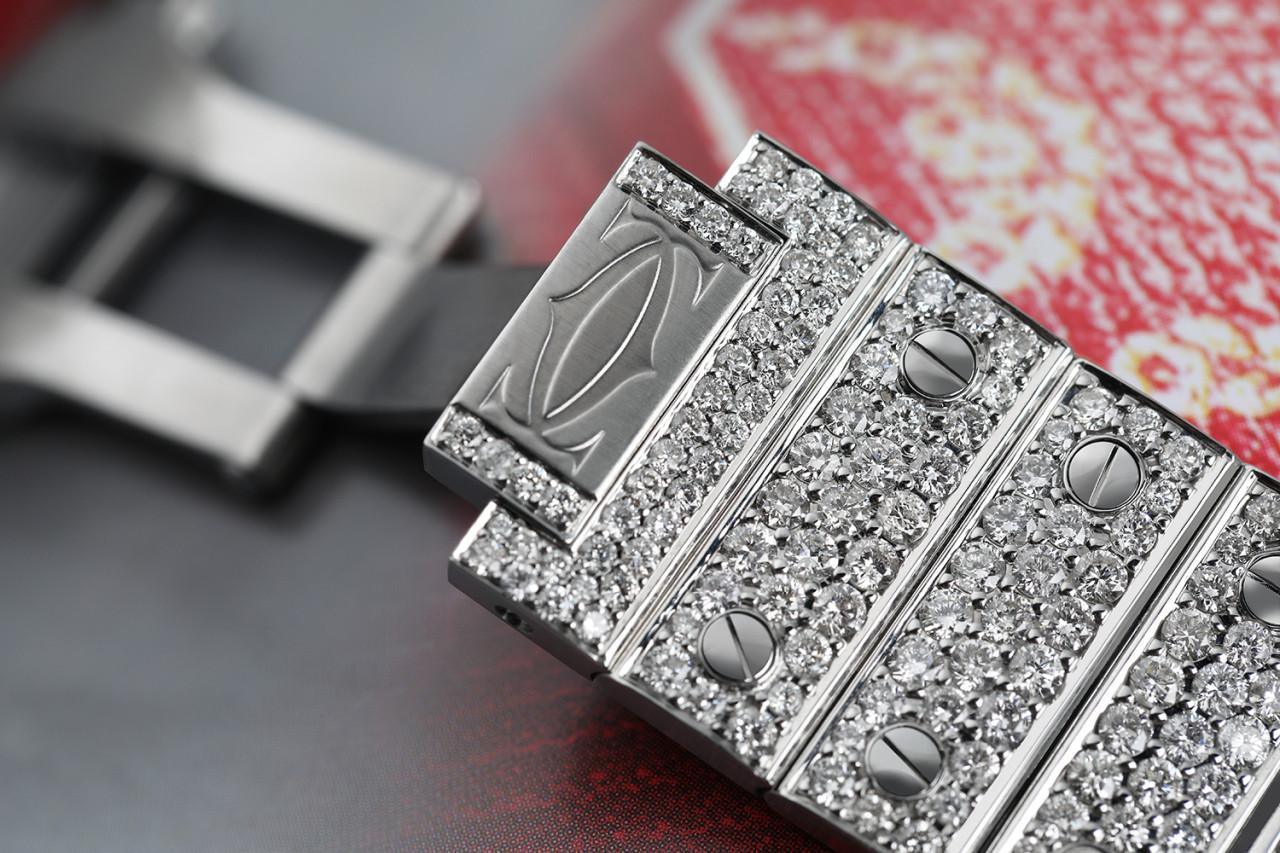 Santos Edelstahl- und Roségold-Uhr WSSA0018, maßgefertigt mit Diamanten  Herren im Angebot