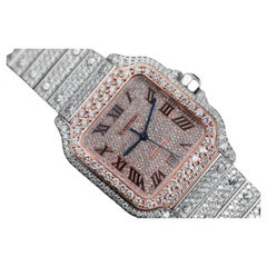 Cartier Santos Custom Diamond Stainless Steel and Rose Gold Watch WSSA0018 