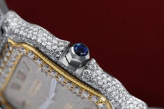 Montre Cartier Santos personnalisée en acier inoxydable et or jaune avec diamants WSSA0018