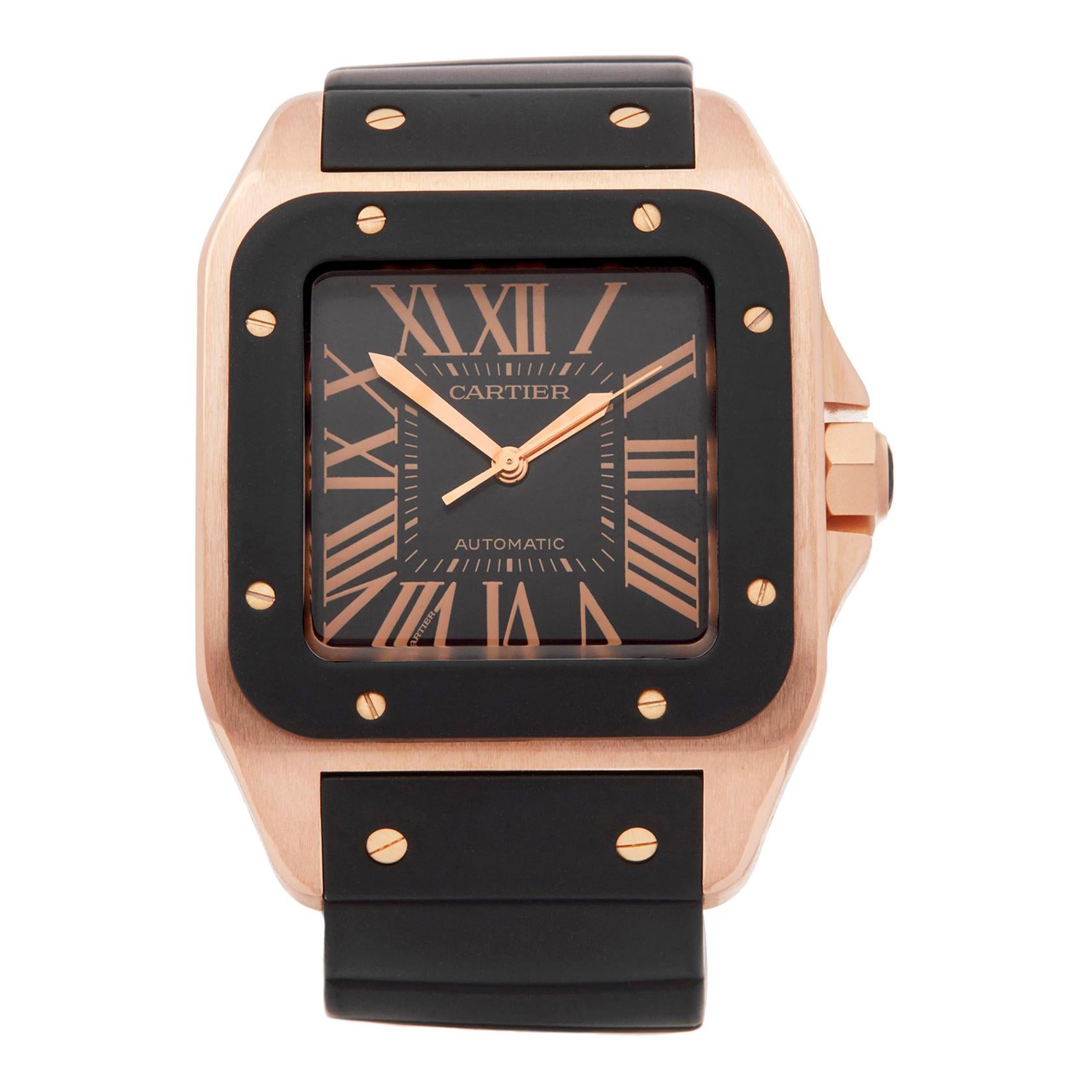 Cartier Santos de Cartier 100 XL 18 Karat Rose Gold W20124U2 or 2792 Wristwatch