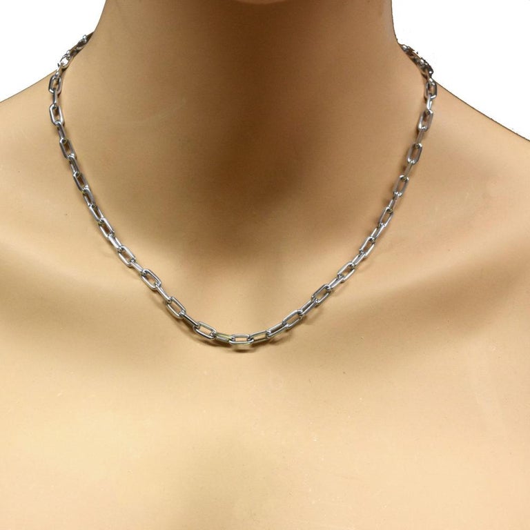 Cartier Santos De Cartier 18 Karat White Gold Chain Necklace For Sale At 1stdibs