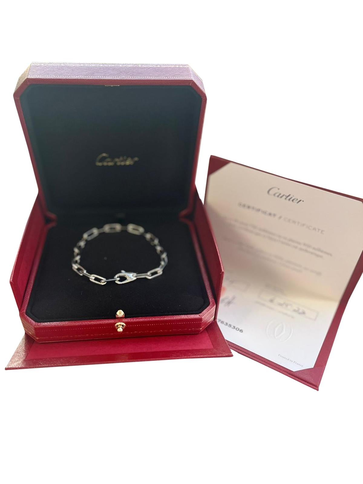 Cartier Santos De Cartier 18k White Gold Link Bangle Bracelet 2