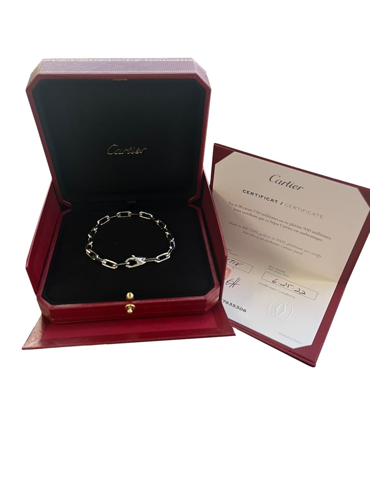 Modernist Cartier Santos De Cartier 18k White Gold Link Bangle Bracelet