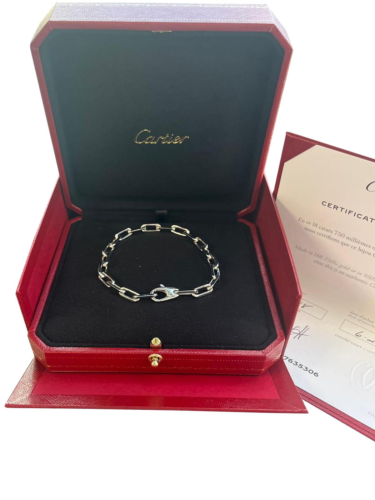 Cartier Santos De Cartier 18k White Gold Link Bangle Bracelet In New Condition In Aventura, FL