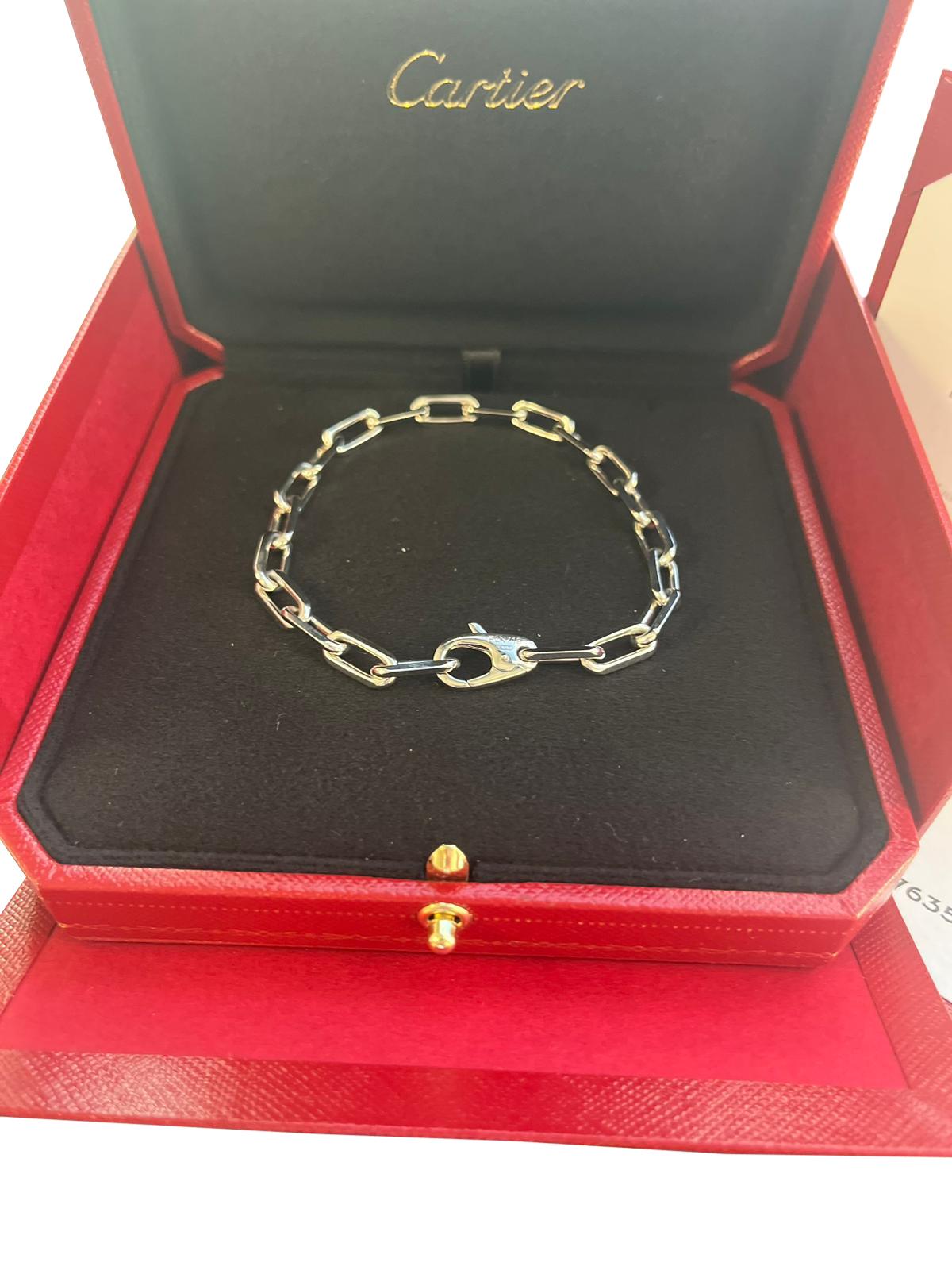 Women's Cartier Santos De Cartier 18k White Gold Link Bangle Bracelet