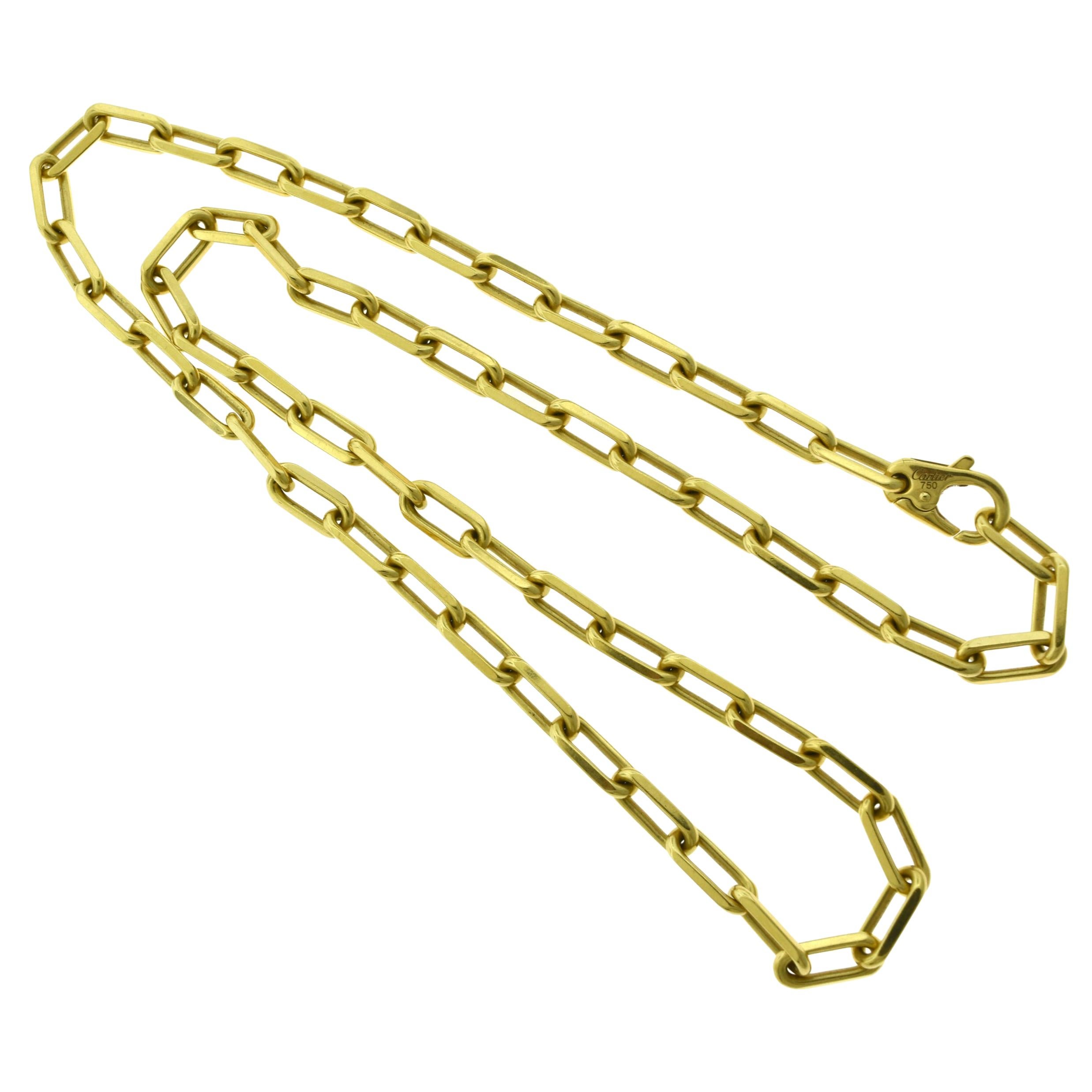 Cartier Santos de Cartier 18 Karat Yellow Gold Chain Link Long Necklace