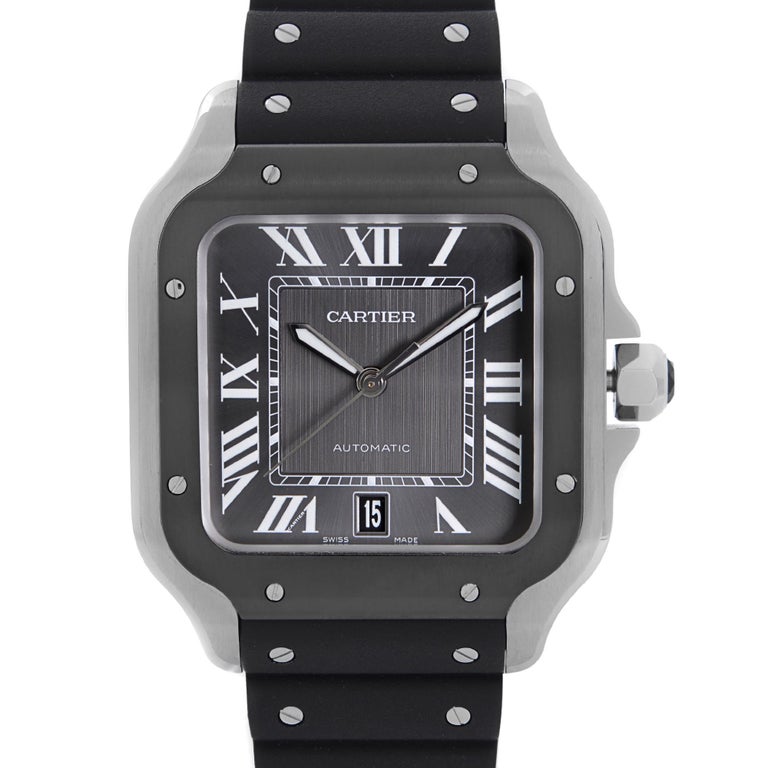 Cartier Santos De Cartier Steel Gray Dial Automatic Mens Watch WSSA0037 ...