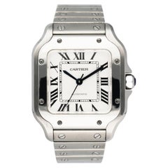 Cartier Santos De Cartier 4075 Midsize Steel Ladies Watch Box Papers