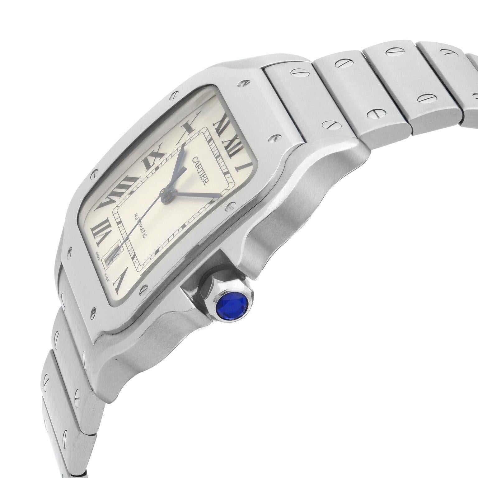 Modern Cartier Santos de Cartier Acier Steel Silver Dial Automatic Men’s Watch