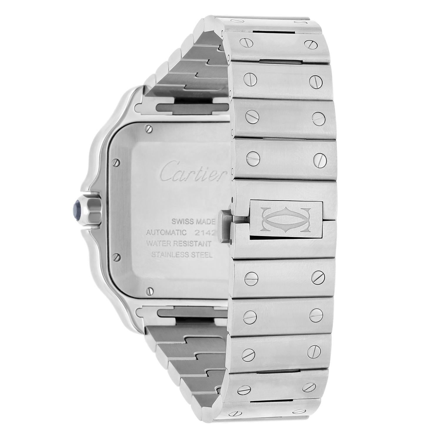 Cartier Santos de Cartier Automatic Steel Grey Dial Mens Bracelet Watch WSSA0037 3