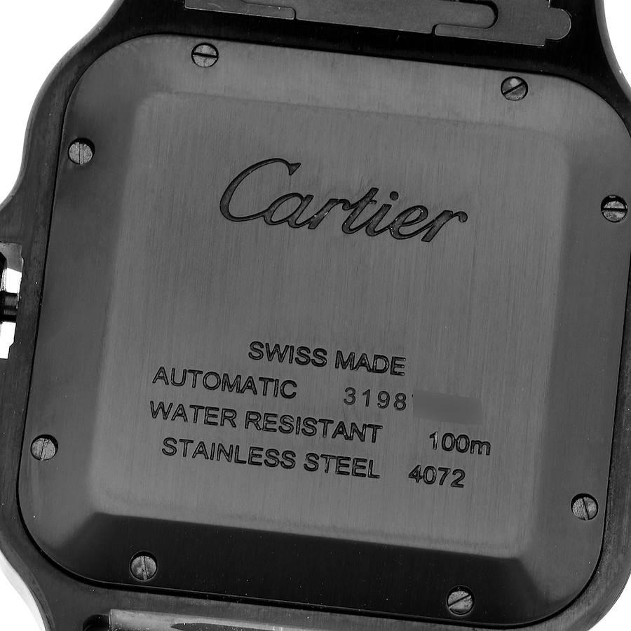 Cartier Santos De Cartier Black Leather Strap Steel Mens Watch WSSA0039 Box Card 1