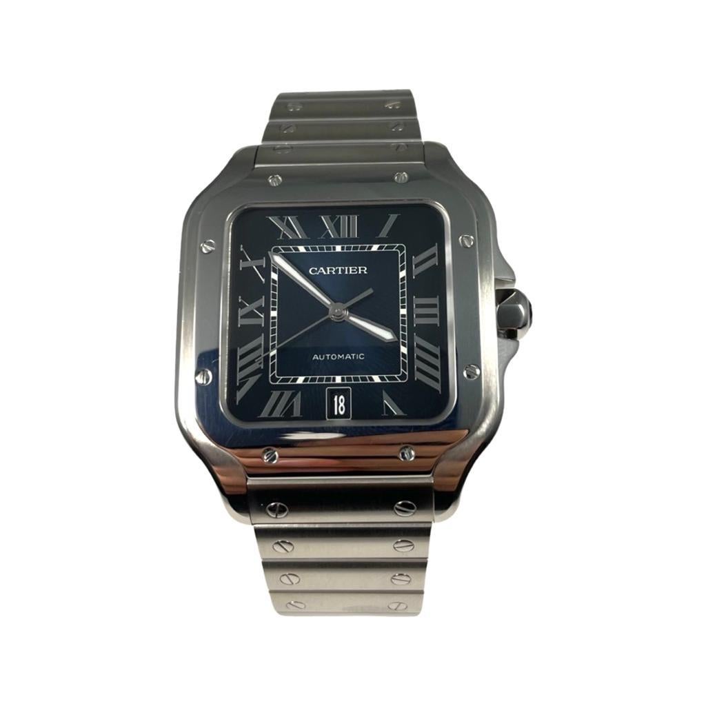 Cartier Santos De Cartier Blue Dial Men's Watch Ref. WSSA0030 In Excellent Condition In Miami, FL