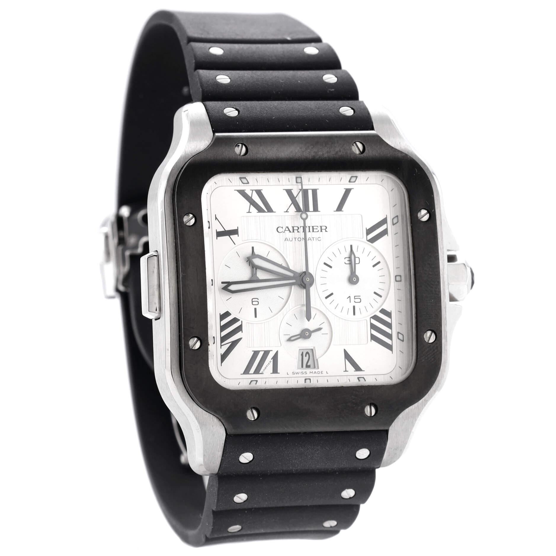 Cartier Santos De Cartier Chronograph Automatic Watch Stainless Steel ...