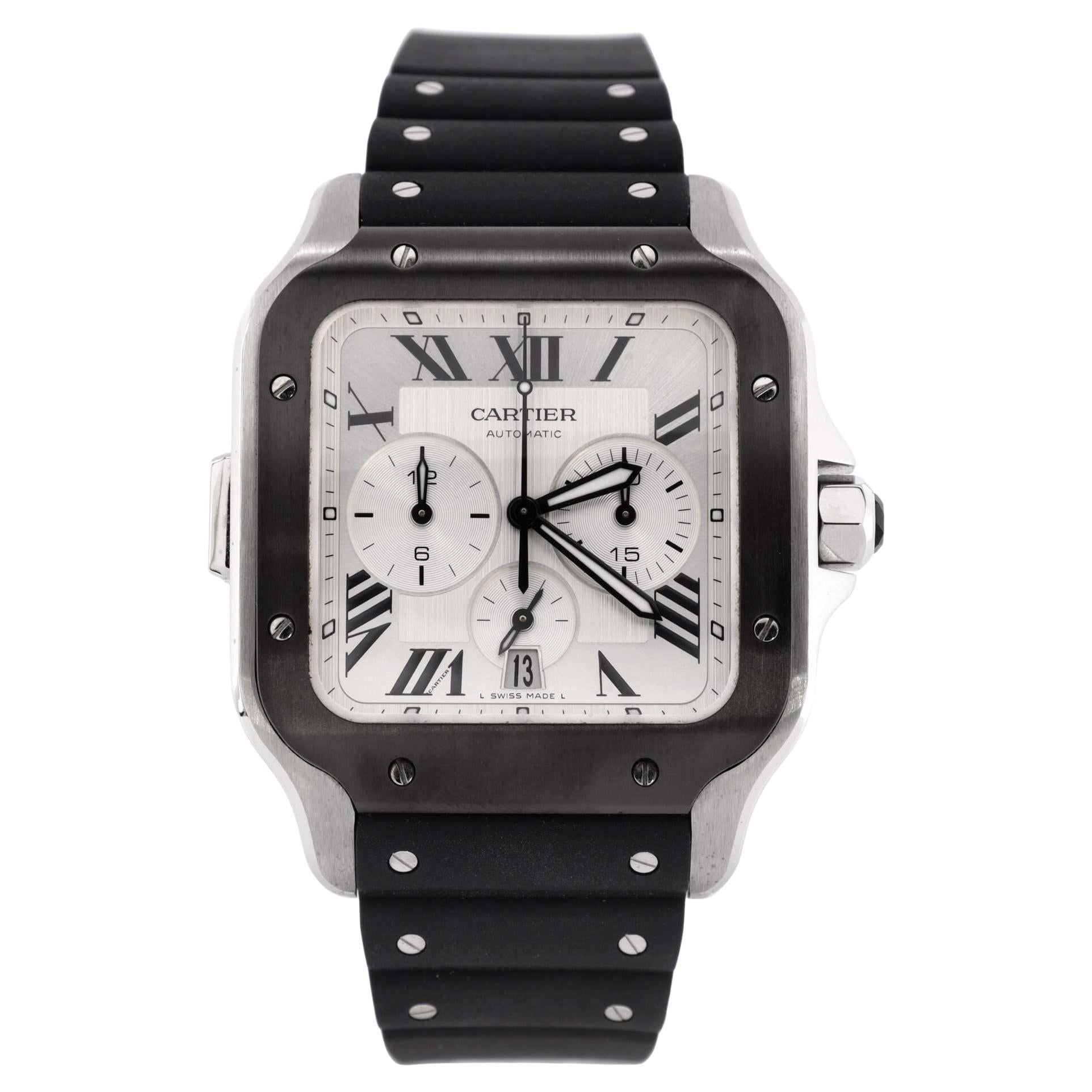 Cartier Santos De Cartier Chronograph Automatic Watch Stainless Steel ...