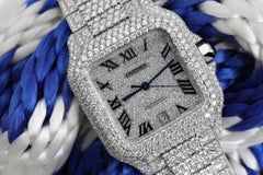 Montre Cartier Santos De Cartier personnalisée en acier inoxydable et diamants WSSA0018