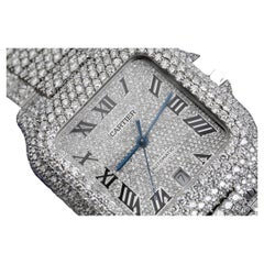 Cartier Santos De Cartier Custom Diamond Stainless Steel Watch