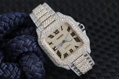 Cartier Santos De Cartier Custom Diamond Stainless Steel/ Yellow Gold Watch