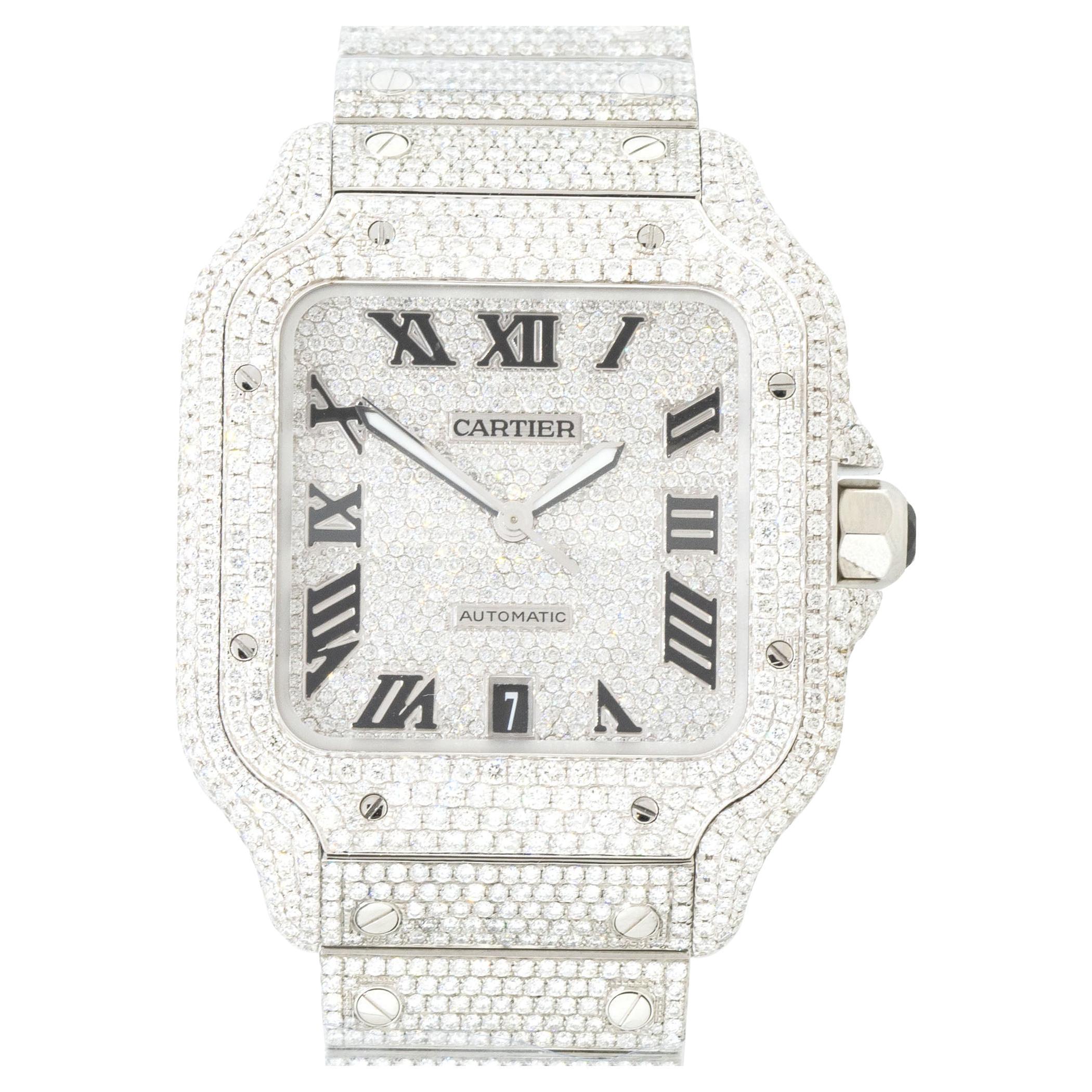 Santos Cartier Watch Iced Out - 10 For Sale on 1stDibs | cartier santos iced  out