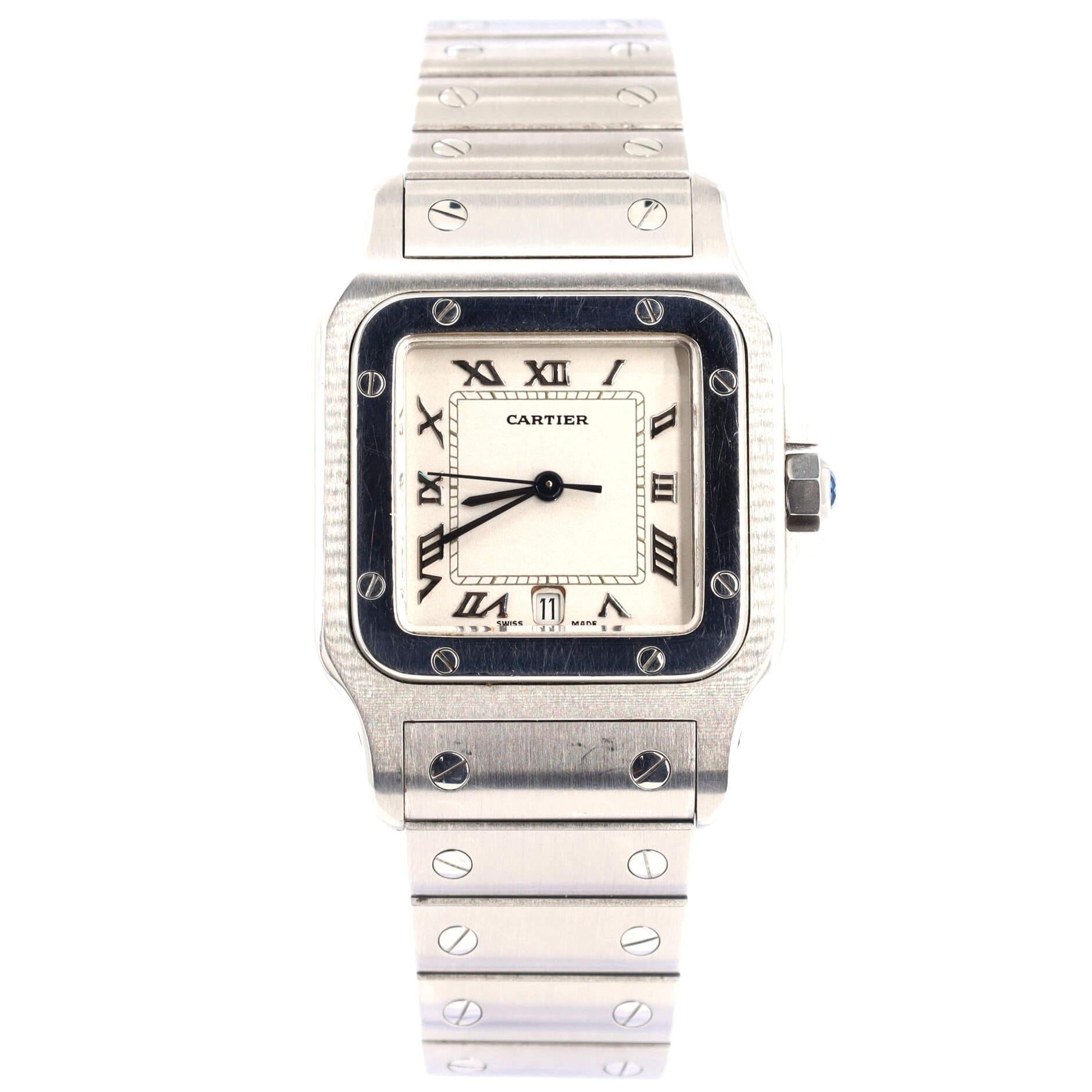 Condition: Very good. Moderate scratches and wear throughout. Wear and scratches on case and bracelet.
Accessories: No Accessories
Measurements: Case Size/Width: 29mm, Watch Height: 7mm, Band Width: 18mm, Wrist circumference: 6.0